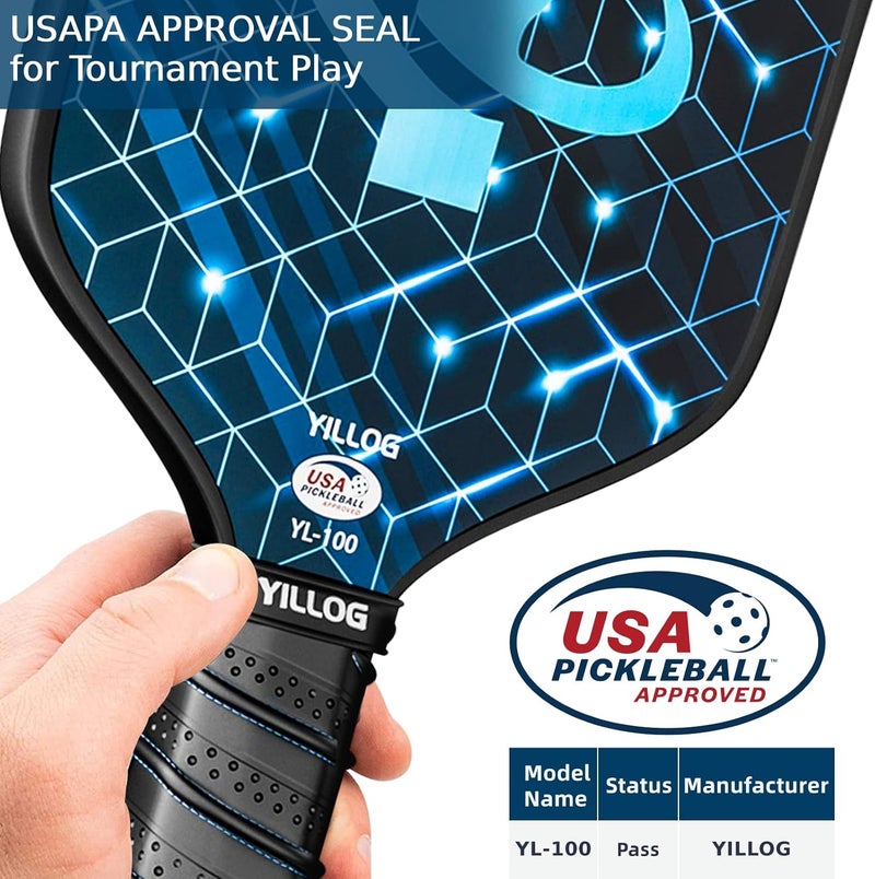 Yilloog Pickleball Paddles, USAPA Approved Pickleball Paddle Set of 4, Fiberglass Surface Pickleball Set, 4 Pickleball Balls, 4 Cooling Towels, Pickleball Bag, Pickle Ball Paddle for Men Women - Image 2
